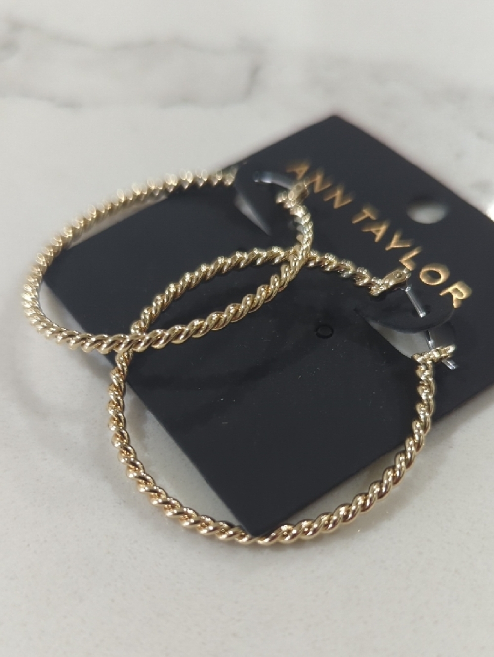 Ann Taylor Gold Twisted Rope Hoop Earrings - Picture 8 of 9
